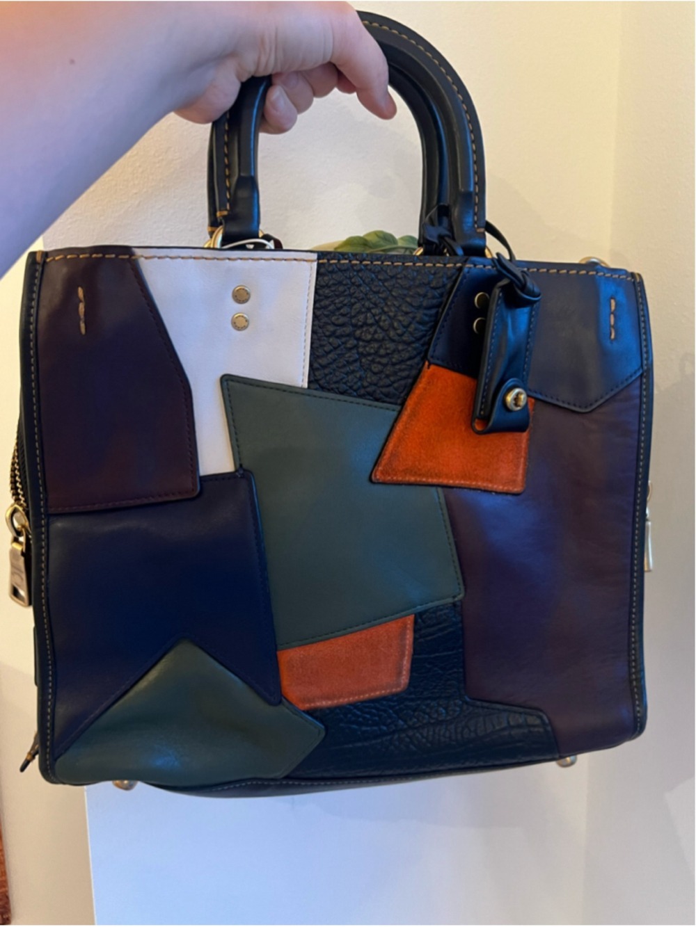 Coach 1941 Patchwork Rogue 30 Bag 20315 Multi Orange Olive Leather Suede Satchel - Picture 4 of 16